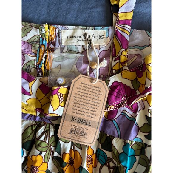 Natural Life Boho Patti side slit dress, multicolored retro floral, xsmall, nwt - Picture 6 of 8